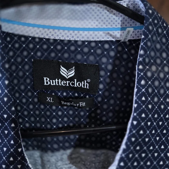 Buttercloth Men's Navy Patterned Casual Shirt  100% Cotton - Picture 5 of 5